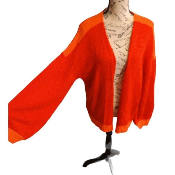 Truly madly deeply  balloon sleeve Cardigan Sweater Sm Orange Boho Cottage Core - Picture 1 of 9